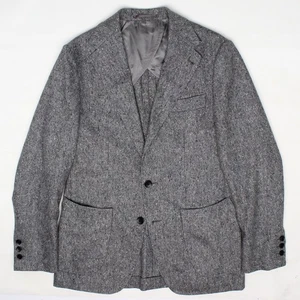 Custom Sport Coat Mens 36S Gray Salt Pepper Wool Jacket Natural Shoulder - Picture 1 of 10