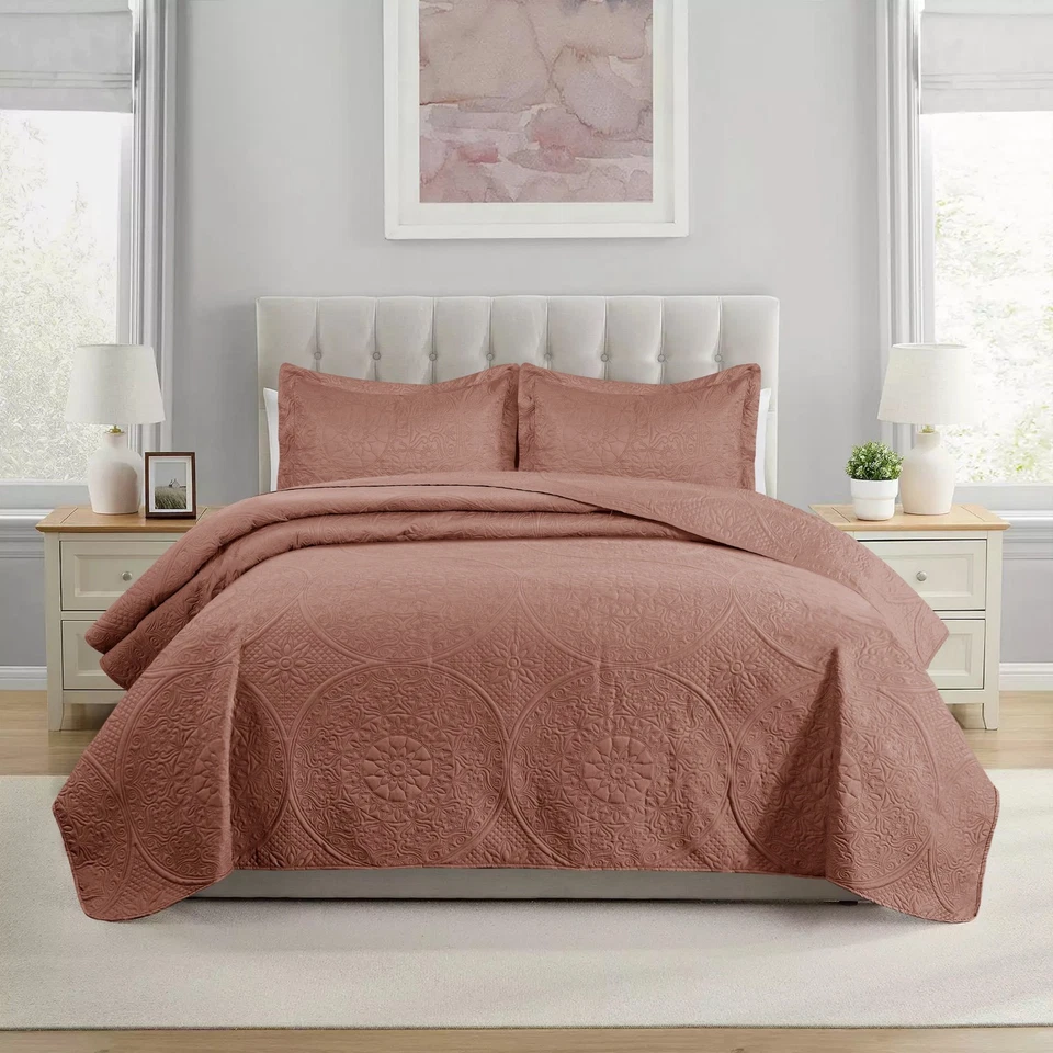 Juego de ropa de cama 3 piezas colcha floral acolchada doble completa/queen king size Foto 1 de 1