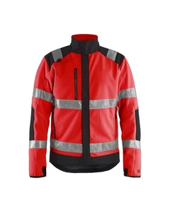BLAKLÄDER Fleece Arbeitsjacke 4888 winddicht HighVis rot/schwarz - Bild 1 von 36
