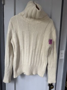 Suéter de cuello alto tejido con cable grueso pesado cachemir lana BALLY para hombre S USADO - Imagen 1 de 8