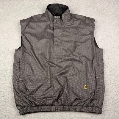 FootJoy DryJoys Golf Vest Mens Large Black Houndstooth Windproof 1/4 Zip Jacket - Image 1 of 4