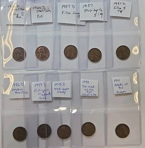 MUST SEE! (LOT 10x) Error Cent Coin Set : Various 1941-1960 Cracks Plugs Filled - Picture 1 of 22