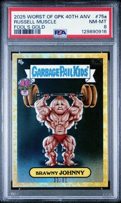 2025 WORST OF GPK 40TH ANNIVERSARY GOLD 75A RUSSELL MUSCLE /50 PSA 8 LABEL ERROR - Image 1 of 2