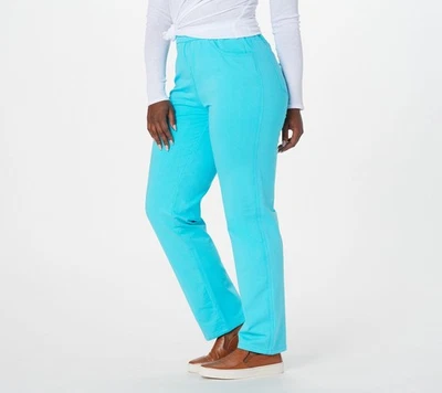 Quacker Factory Women's Pants Sz 3XL Tall DreamJeannes Straight Leg Blue A382291 - Image 1 of 4