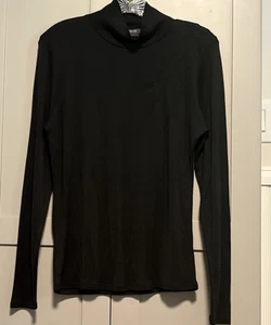 Perse Top Pullover Shirt Black 15% + Cashmere 85% Silk Knit High Neck Sz. XL EUC - Picture 1 of 7