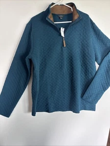New Banana Republic Quilted 1/2 Zip Mock Neck Pullover Teal Shadow Sz Large Tall - Picture 1 of 10