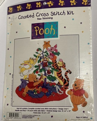 Disney Winnie The Pooh Navidad Punto de Cruz Kit #34015 Árbol Recortar-ver Foto Foto 1 de 4