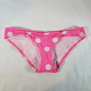 Bikini Victoria's Secret ROSA tiro bajo descarado mediano rosa blanco lunares - Imagen 1 de 4