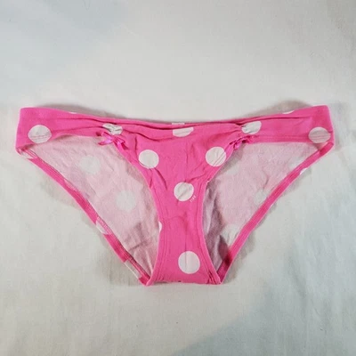 Victoria's Secret PINK Low Rise Cheeky Bikini Medium Pink White Polka Dots - Image 1 of 4