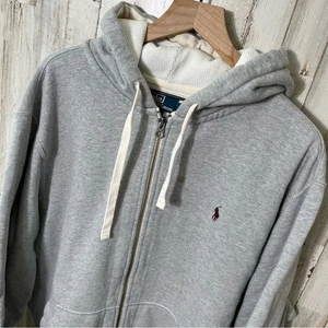Vintage Y2K Polo Ralph Lauren Gray Zip Hoodie Double Knit Mens Size XXL - Picture 1 of 6