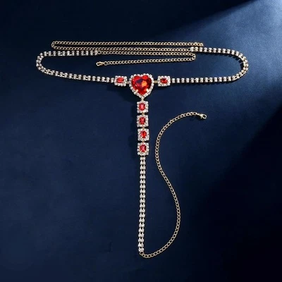 Gold Crystal Rhinestone Thong Lingerie Bling Chain G-String Sexy Festival - Image 1 of 4