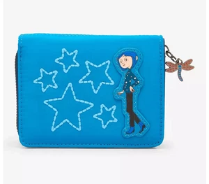Coraline Wallet Star Pattern Snap Closure Zip Pocket Dragonfly Zipper Pull New - Bild 1 von 4