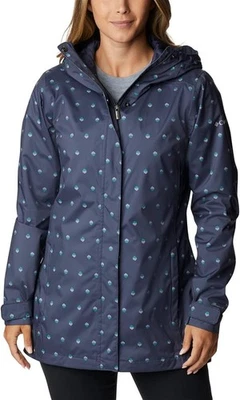 Chaqueta para mujer Columbia Splash A Little II azul lunares cremallera completa con capucha UPS685 Foto 1 de 4