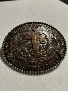 Hebilla de cinturón de vaquero con piedras preciosas tricolor hecha a medida - Imagen 1 de 16