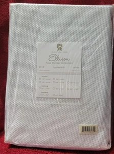 90-Inch White Round Faux Burlap Tablecloth Tablecloth Wedding Decorations - Picture 1 of 5