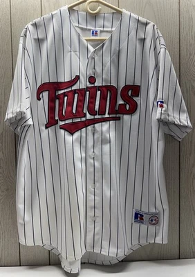 Russell Athletic MLB Minnesota Twins Pinstripe Baseball Jersey Sz Large  - Image 1 of 4