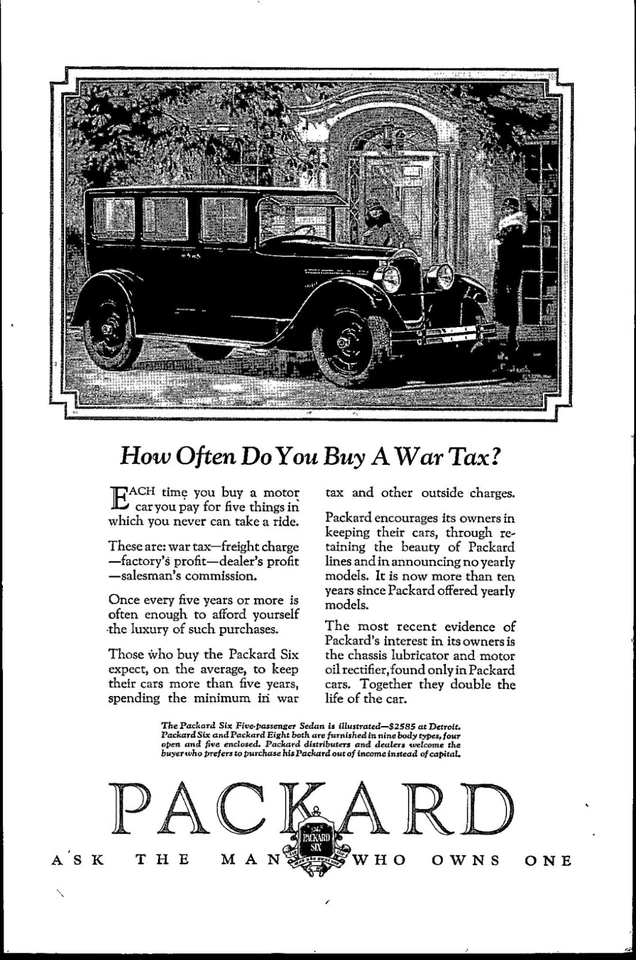 Coche efímero Packard 1926 automóvil anuncio impreso vintage transporte Foto 1 de 1
