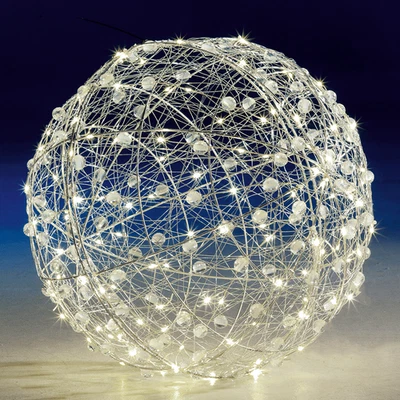 LED-Perlen-Draht-Lichtkugel Drahtkugel Weihnachtsdeko blinkend 60 cm Ø für außen - Bild 1 von 4