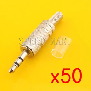 50 Pezzi Sliver Metal 3,5mm 1/8" Audio Maschio Spina Jack Connettore Stereo Cuffie - Foto 1 di 6