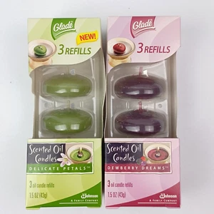 Glade Scented Oil Candles Dewberry Dreams & Delicate Petals Sealed Boxes 2005 - Picture 1 of 6