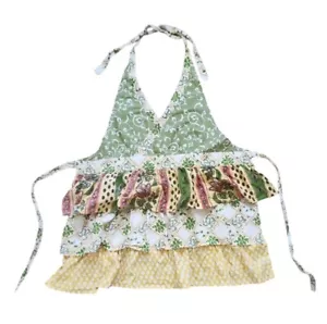 Rüschen Neckholder Schürze Boho Shabby Chic 100% Baumwolle Made In India French Country - Bild 1 von 12