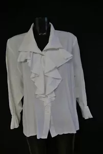 Gr.50 Trachtenbluse weiß Bluse für Dirndl Baumwollmischung Rüschen TB9729 - Bild 1 von 4