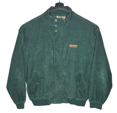 Chaqueta Bomber Vintage Años 90 Chaps Ralph Lauren Verde Pana Estampado Forrada Para Hombre XL Foto 1 de 4