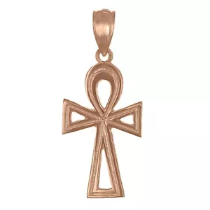 14k Rose Gold Egyptian Ankh Cross Charm Pendant 1" 1.2 grams - Picture 1 of 4