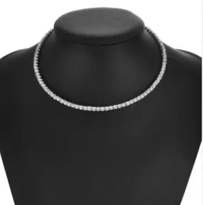 Silver Tone Glitz Sparkle Diamante Style 1 Row Choker/Necklace - NEW!! - Picture 1 of 2