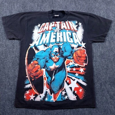 Camiseta Capitán América Para Hombre L Puntada Única Bota Moderna Marvel Doble Cara Foto 1 de 4
