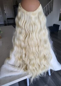LONG CURLY PLATINUM BLONDE V-shaped 5 Clips Synthethic Hair EXTENSION, Heat... - Picture 1 of 10