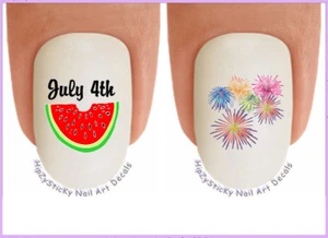 Nail Art J711 July 4th Watermelon Fireworks Waterslide Nail Decals Transfers - Picture 1 of 4