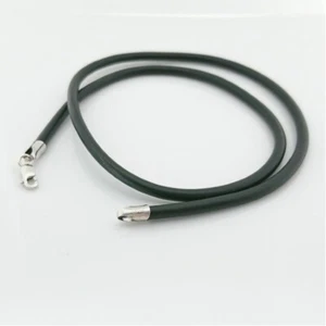 Brand New 3mm Black Neoprene Necklace 40cm with Sterling Silver Clasp and Ends - Picture 1 of 1