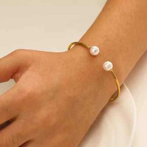Preciosa pulsera AAA 7-8mm Mar del Sur perlas blancas 925S - Imagen 1 de 4