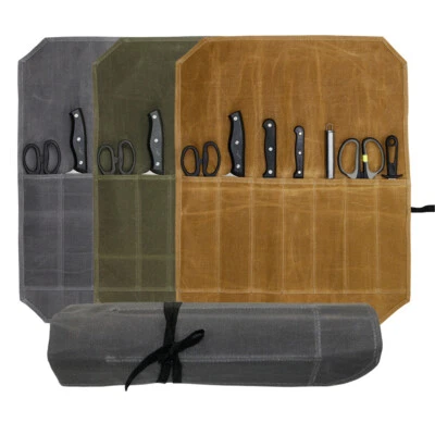 Chef Knife Bag Roll Waterproof Foldable Kitchen Canvas Culinary Storage Tools - Image 1 of 4