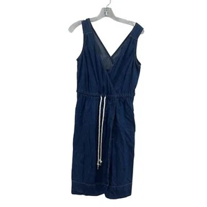 Tommy Hilfiger Denim Blue Wrap Midi Dress Cotton Women's Size S Preowned - Picture 1 of 5