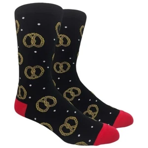 Men's Pretzels Snack Food Mid Calf Sock Size 10-13 Business Weddings Formal - Picture 1 of 1