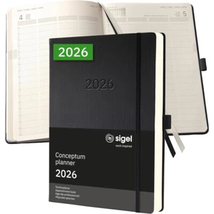 Sigel 2026 Conceptum Appointment book A4+ Hardcover Black - Picture 1 of 9