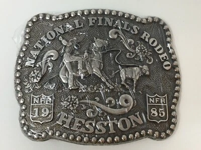 Hebilla de cinturón Hesston National Finals Rodeo 1985 Fred Fellows 3ª edición aniversario Foto 1 de 3