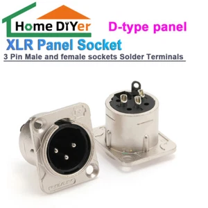 4×XLR Panel Buchse 3 Pin Stecker und Buchse Lötklemmen D-Typ Panel - Bild 1 von 21