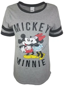 Disney Mickey & Minnie Mouse Kiss Short Sleeve Gray T-Shirt | L (36) - Picture 1 of 3