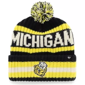 Michigan Wolverines 47 Brand Bering Cuff Knit Beanie - Navy - Vintage Logo - Picture 1 of 1
