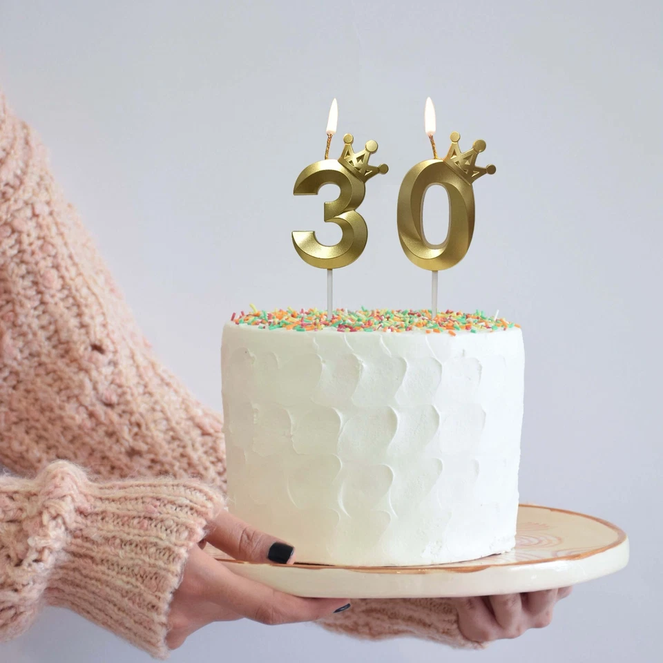 Velas con número dorado velas de cumpleaños para velas de pastel decoraciones de cumpleaños Foto 1 de 1