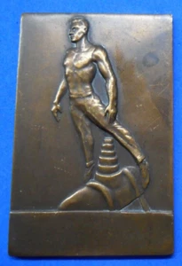 Swedish Gymnastics Bronze Prize Plaque Athlete Pommel Horse Fine Male Physique - Picture 1 of 6