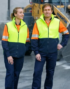 A.I.W High Visibility 2 Tone Safety Vest Fluoro Yellow Orange Anti Pill Polar Fl - Picture 1 of 9