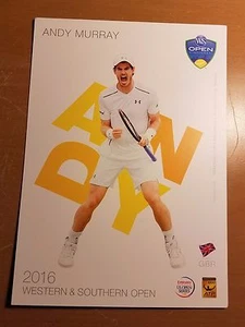 ANDY MURRAY 5X7 2016 WESTERN & SOUTHERN ATP TENNIS TOURNAMENT COLLECTOR CARD - Picture 1 of 2