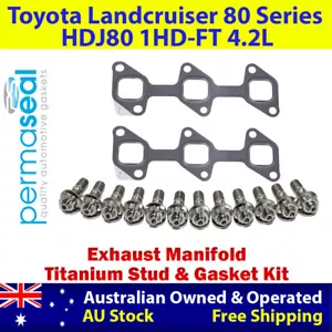 Permaseal Exhaust Manifold Titanium Studs&Gasket For Toyota Landcruiser 80 4.2L - Foto 1 di 5