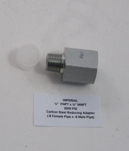 IMPERIAL 1/2" FNPT x 3/8" MNPT 3500 PSI Carbon Steel Reducing Adapter (-8 x -6) - Picture 1 of 4