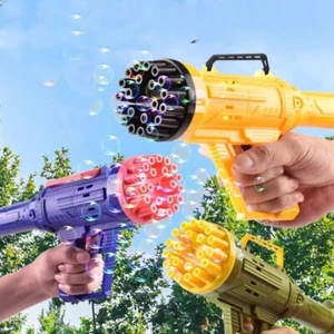 Mortar Bubble Gun, 21-Hole Bubble Maker - Toys Gift Bubbles BLUE YELLOW GREEN - Picture 1 of 4