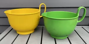 Ciotole di miscelazione vintage Dansk Gourmet Designs melamina verde giallo 3,5 qt 4,5 qt anni 70 - Foto 1 di 13